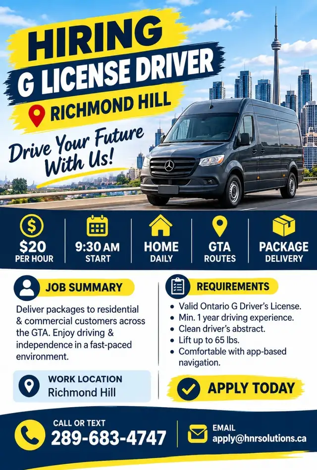 Hiring!! G License Drivers