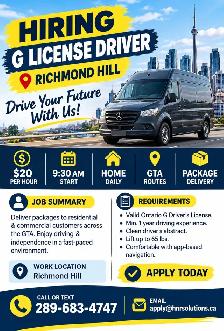 Hiring!! G License Drivers