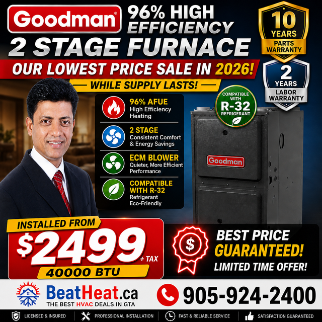 High Efficiency Goodman Furnace with 96% AFUE on SAlE from $2399