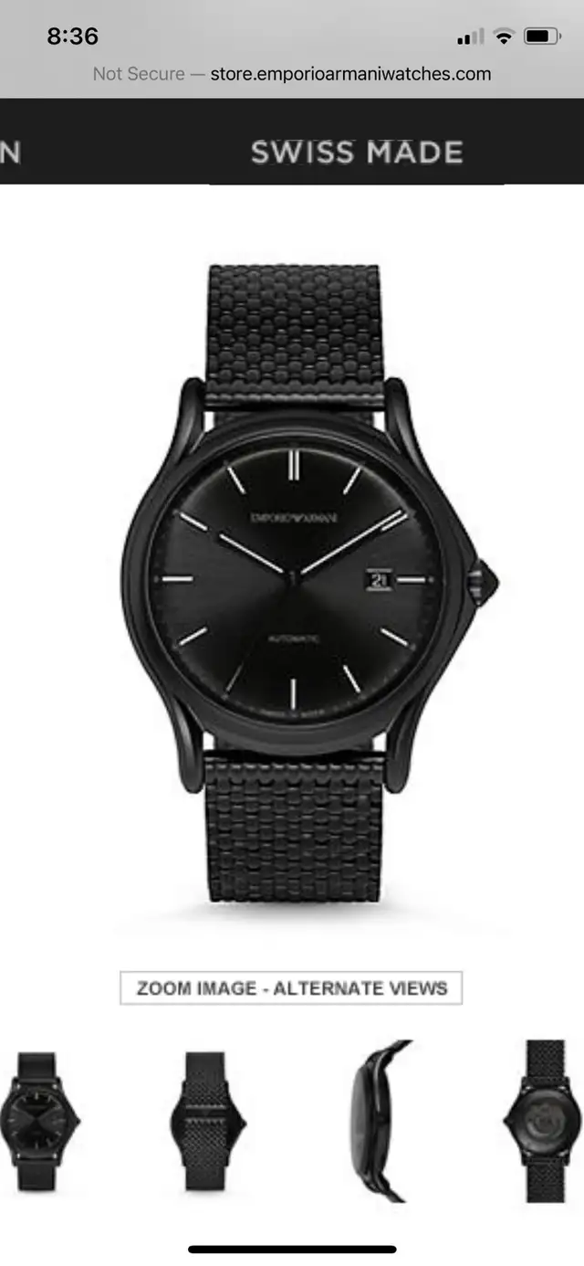 Men’s Black Emporia Armani Automatic 42 mm Watch. $350