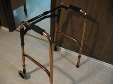 Brass Colored Adjustable Walker with 2 Front Wheels - Photo 3