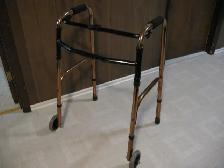 Brass Colored Adjustable Walker with 2 Front Wheels - Photo 4