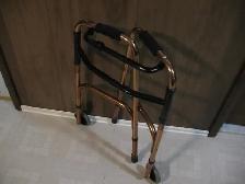 Brass Colored Adjustable Walker with 2 Front Wheels - Photo 9