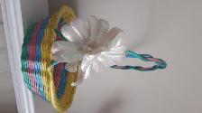 BEAU PANIER NEUF JAUNE BLEU ROSE VERT 2 FLEURS BRILLANTES:$10.00 - Photo 3