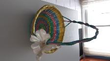 BEAU PANIER NEUF JAUNE BLEU ROSE VERT 2 FLEURS BRILLANTES:$10.00 - Photo 4