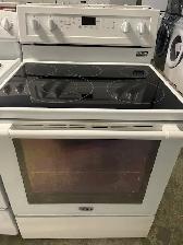 Cuisinière blanche vitrocéramique convection Maytag