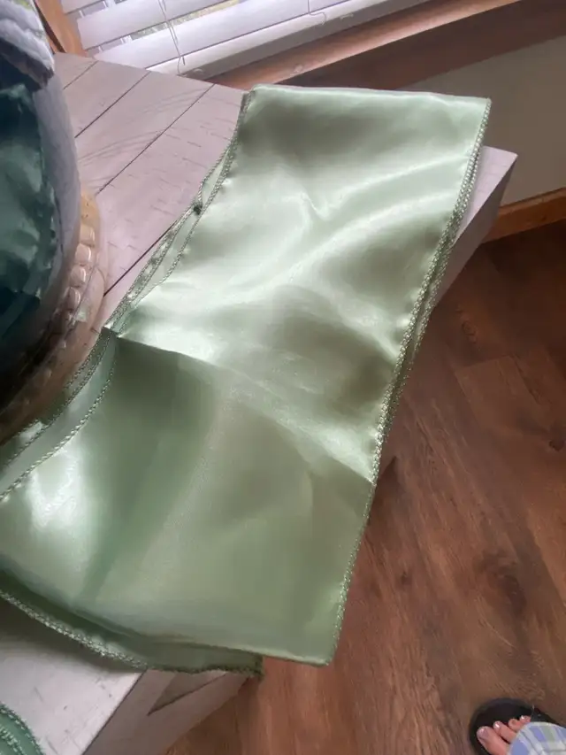 new unused satin sage chair ties