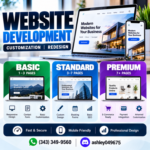 WEBSITE DEVELOPMENT, WEBSITE CUSTOMIZATION & WEBSITE REDESIGN