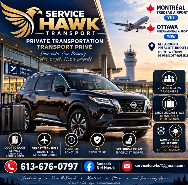 Airport Shuttle: Hawkesbury to MNTL (YUL) & OttwYOW) - 7