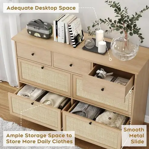 Brand New 7 Drawer Rattan Dresser Special Selling at $199