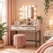 Brand New LED Bulbs Vanity Table with Mirror & Drawers $139 - Photo 2