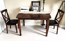 Solid wood dining table and 4 high back chairs