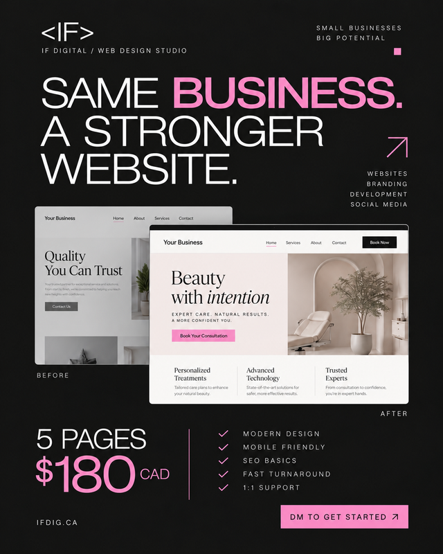 Business Website $180 · 5 pages · Ottawa · Ready in 5 days