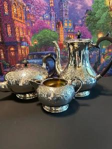 The Portland Primrose Plate Silver Tea Set