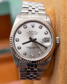 Rolex Ladies Datejust on Jubilee 18kt White Gold Fluted Bezel