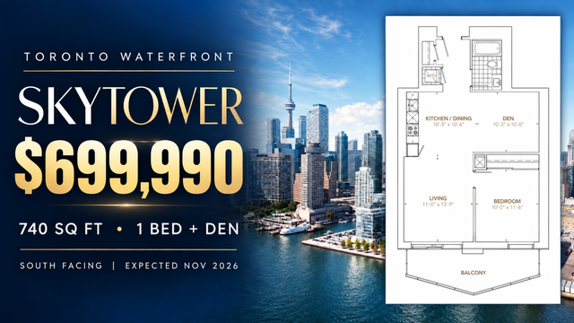 SkyTower Toronto Waterfront | 740 Sq Ft 1 Bed   Den | $699,990