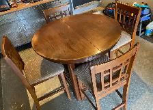 Wooden Table w/ Middle Extension   6 Chairs - Photo 2