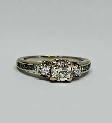 14k Vintage Three-Stone Diamond Engagement Ring