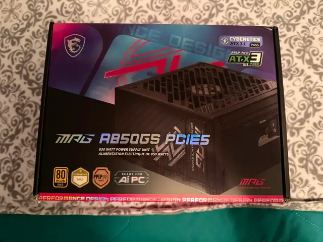 Brand New MSI MPG A850GS PCIE 5 850 Watt Power Supply