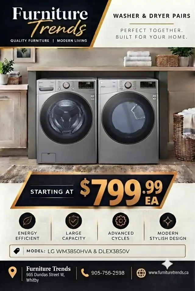 LG and Samsung Washer and Dryer Pairs