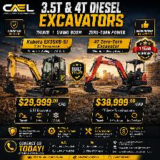 NEW CAEL Diesel Excavators 3.5T & 4T Kubota Engine certified war