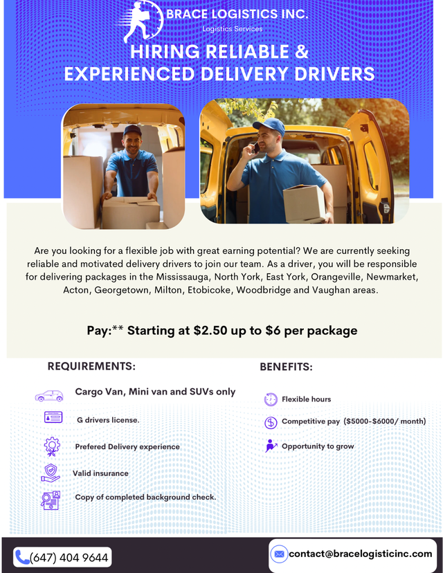 !HIRING EXPERIENCED DELIVERY COURIERS!