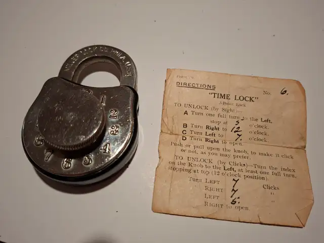 Miller Lock Company 'Standard Time' Keyless No 34 Padlock
