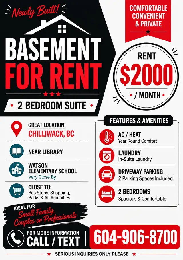 Basement for rent