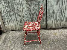 Antique FUNKY Wooden Spindle Chair red, White & Green ! - Photo 4