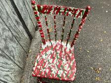 Antique FUNKY Wooden Spindle Chair red, White & Green ! - Photo 5