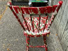 Antique FUNKY Wooden Spindle Chair red, White & Green ! - Photo 6