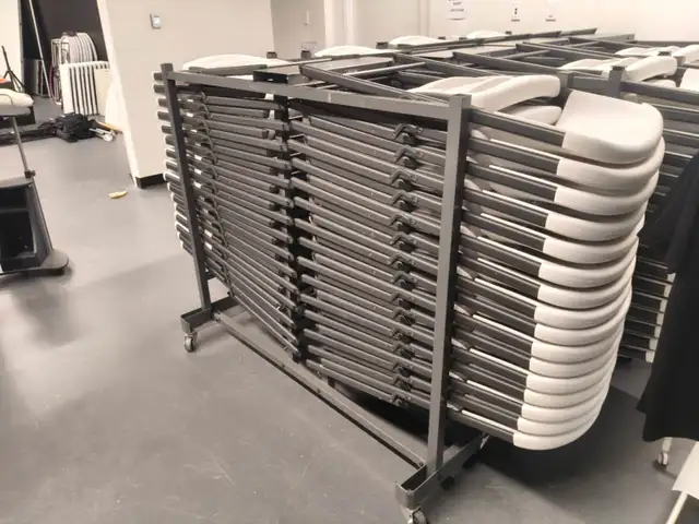 Studio Sale - Folding Chairs with Rolling Rack and Tables