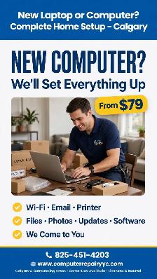 New Laptop or Computer? Complete Home Setup – Calgary