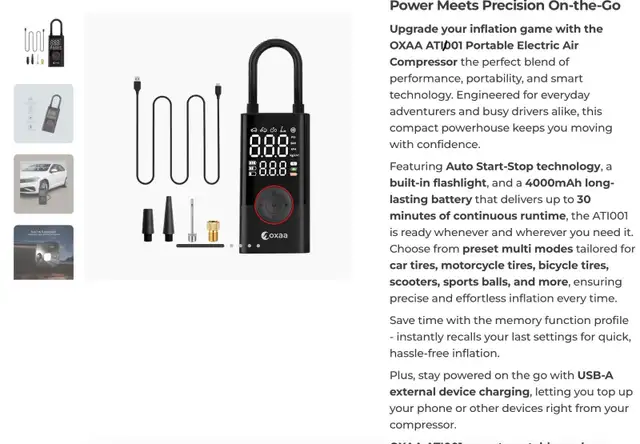 RECHARGEABLE TIRE INFLATOR WITH DIGITAL DISPLAY GREAT PRICE!