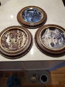 Absolutely stunning, beautiful collector framed wolf plates - Photo 2