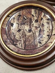 Absolutely stunning, beautiful collector framed wolf plates - Photo 4