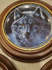 Absolutely stunning, beautiful collector framed wolf plates - Photo 6