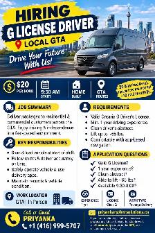 Hiring G License Drivers – Richmond Hill
