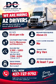 Cross Border AZ DRIVERS- Mississauga, Woodstock, ON