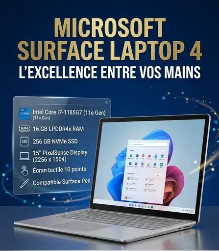 Microsoft Surface Laptop 4, i7-1185G7,16 Go RAM, 256 Go SSD,15''