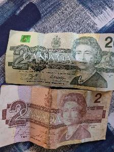 Bank of Canada $20 and $2 Bills