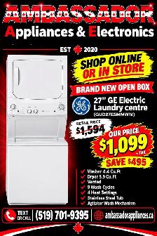 NEW 27" GE Washer And Dryer Stacker (White)