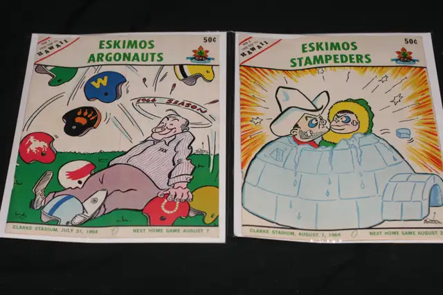 1964 EDMONTON ESKIMO GAME PROGRAMS VERY GOOD CONDITION