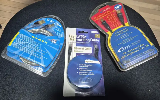 LOT OF 3 SEALED CABLES – BELKIN CAT5E   2× USB A-B – $15 OBO