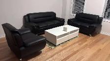 Modern Black Leather Sofa Set – 3 Piece Living Room Furniture - Photo 4