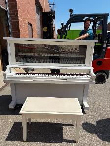 Unique Custom White Upright Piano – Pan Am Games Piece