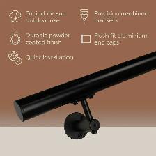 2x 6ft Industrial Aluminum 1.5 Inch Round Handrail Grab Bar Kit - Photo 3