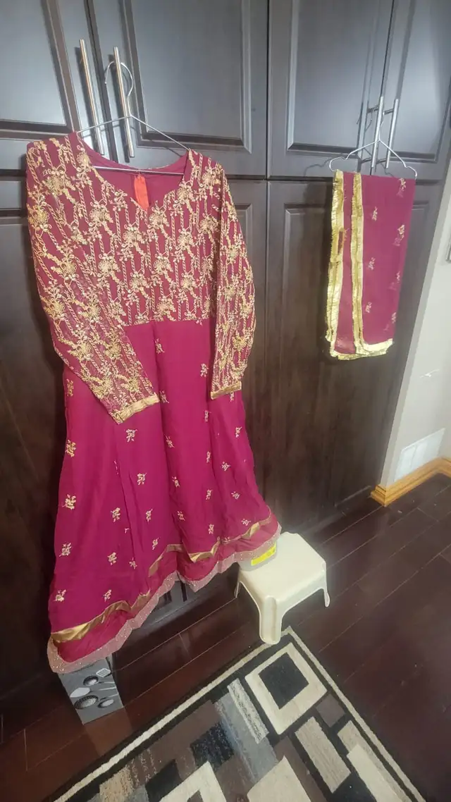 Beautiful Pakistani-Made Maroon Maxi Dress