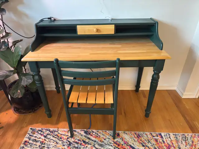 Solidwood desk with 3 drawers & matching chair.