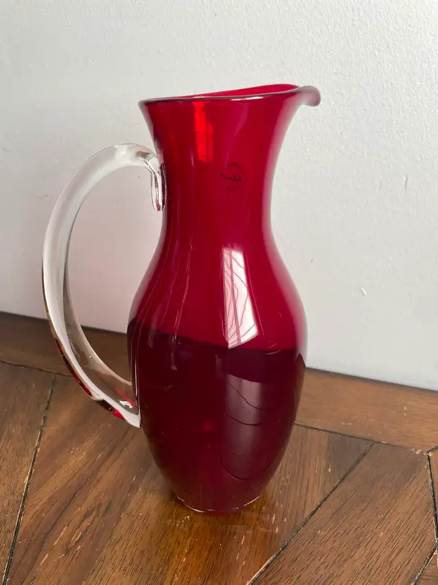 Red glass pitcher